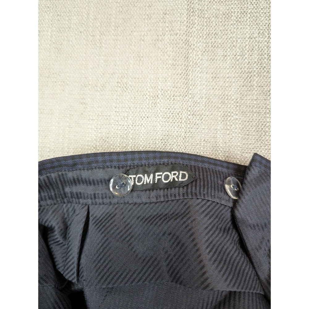 Tom Ford Dress Pants Mens 7-56R (36X29) Check Silk Wool Side Adjusters Trousers - Picture 12 of 13